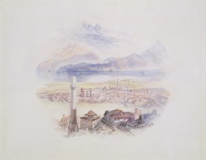 コリント、アクロポリス（「バイロンの生涯と作品」のイラスト）、1831-32年頃（かすかな鉛筆でトイレ） 作： Joseph Mallord William Turner